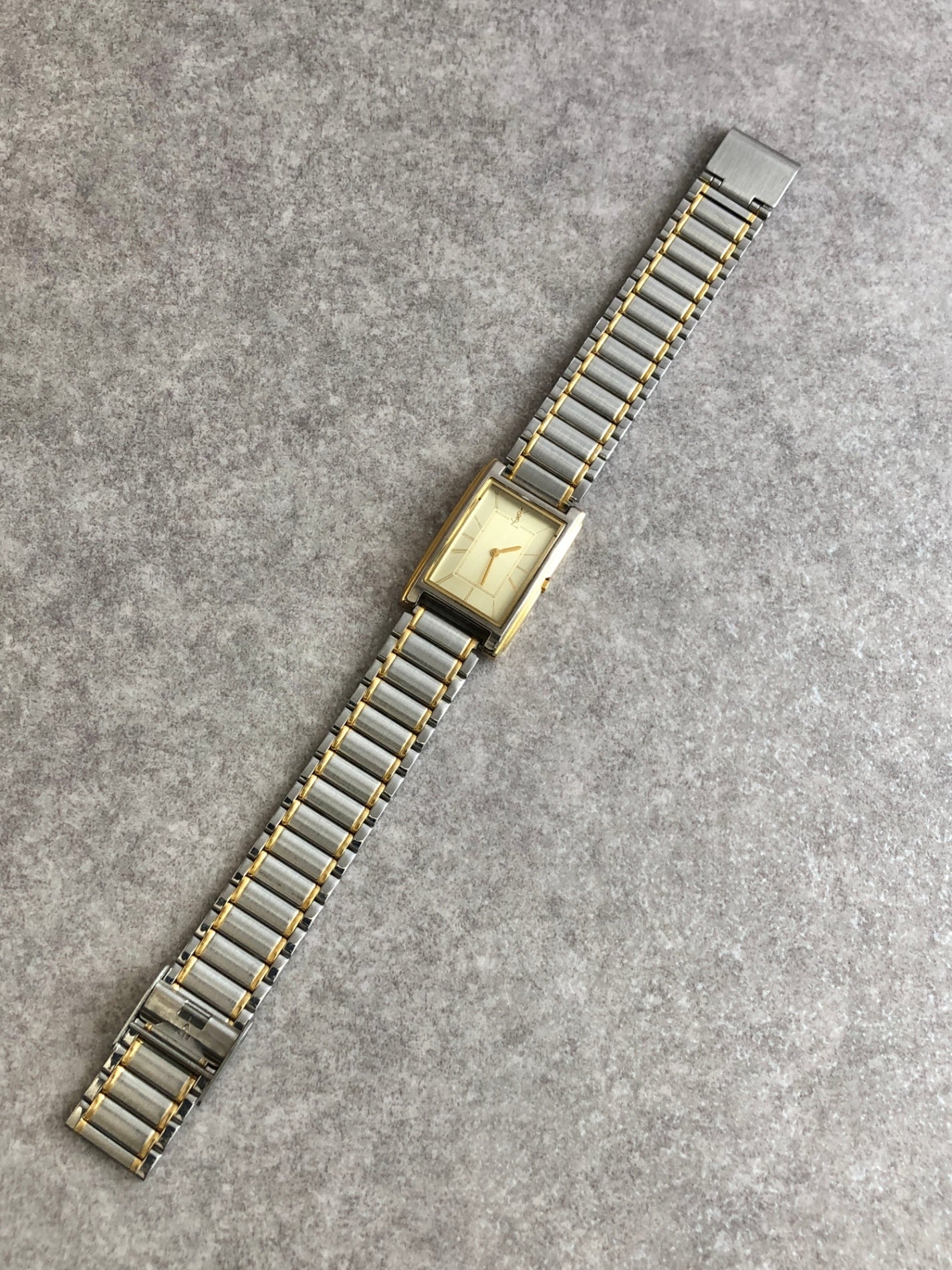 Yves Saint Laurent YSL Logo Quartz Watch Silver Vintage ccijzb