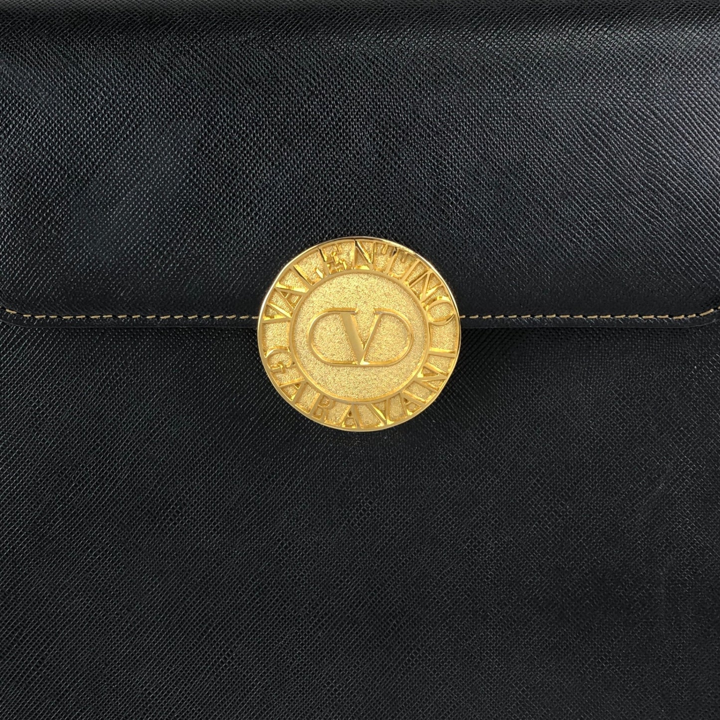 VALENTINO GARAVANI Circle Logo Handbag Black Vintage edaauv