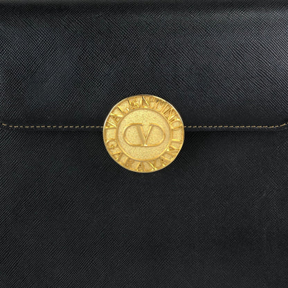 VALENTINO GARAVANI Circle Logo Handbag Black Vintage edaauv