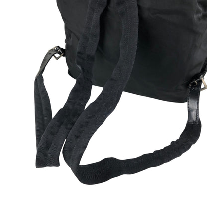PRADA Tessuto Triangle Logo Double Pocket Backpack Black Vintage mehbr8