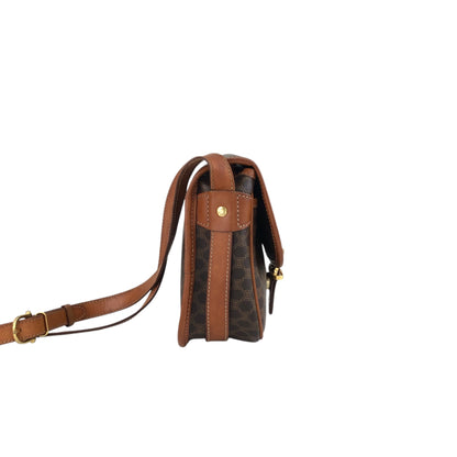 CELINE Macadam Blason Front Buckle Shoulder bag Brown Vintage bk3xcz