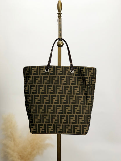 FENDI Zucca Handbag Totebag Brown Vintage fjksnk