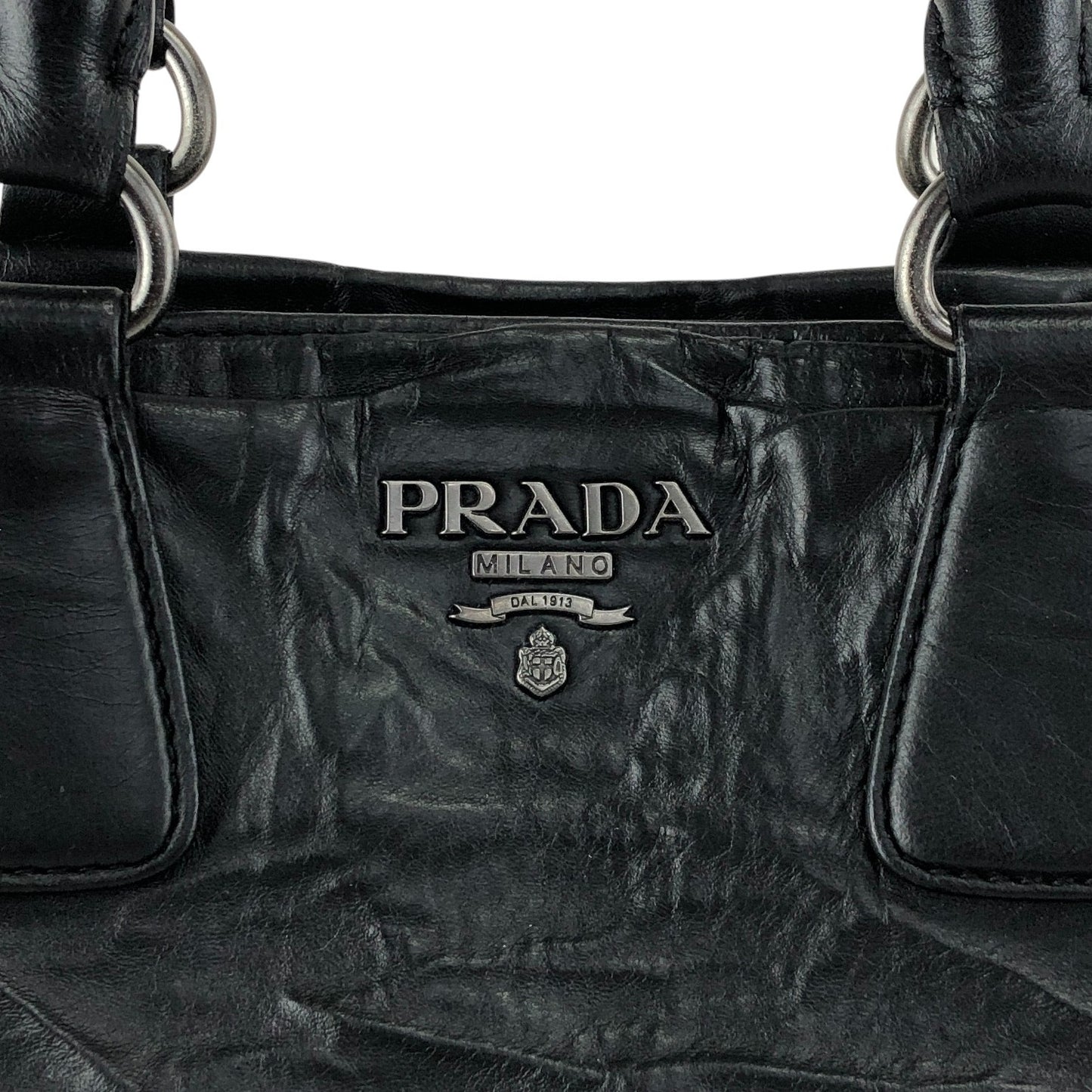 PRADA Logo Two-way Handbag Shoulder bag Black Vintage ctcsm5