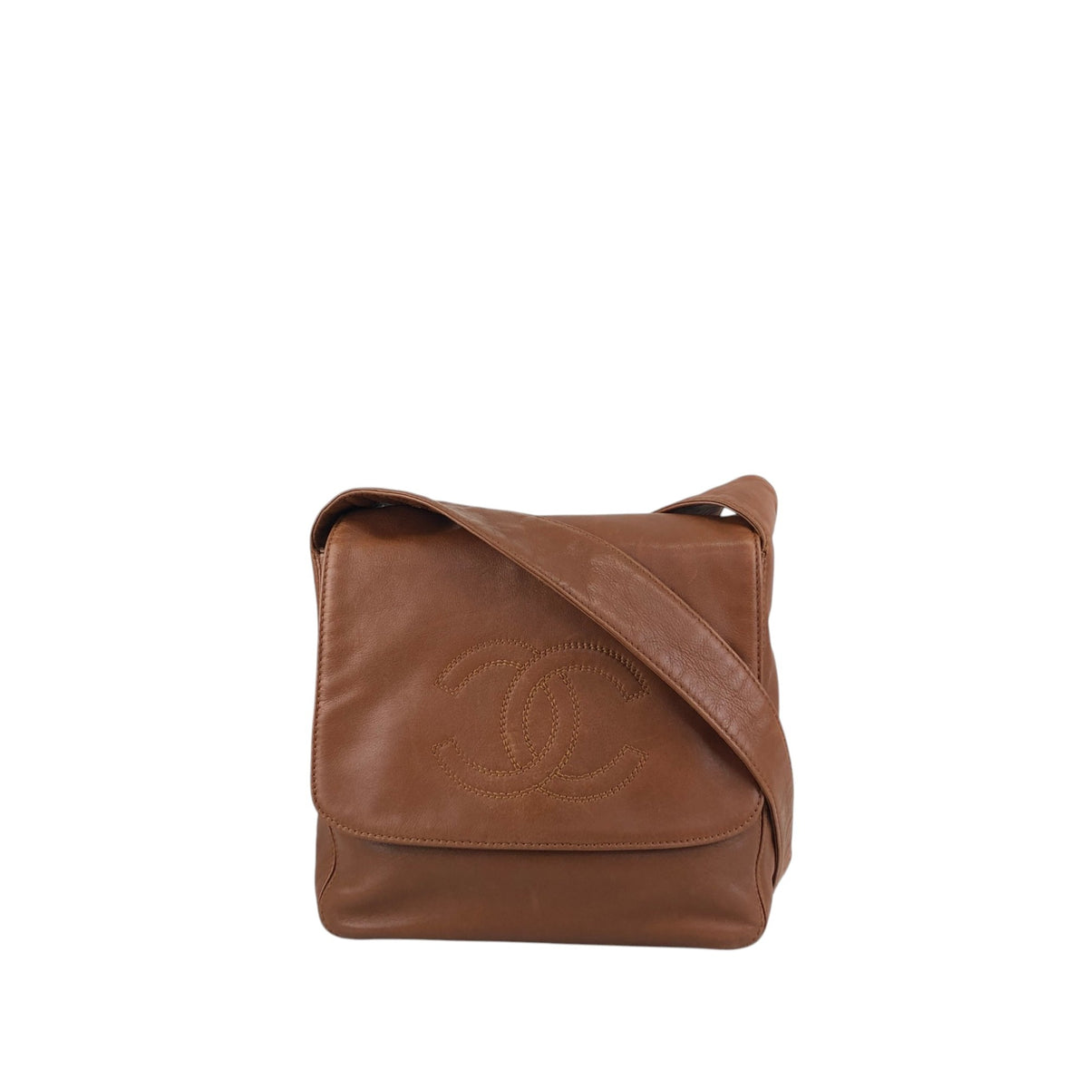 CHANEL Coco Mark Shoulder bag Brown Vintage 4fngsv