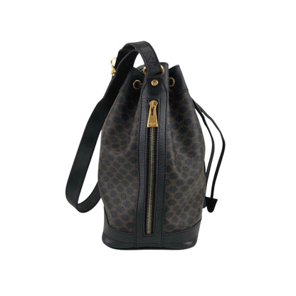 CELINE Macadam Blason Drawstring Shoulder bag Black Vintage mujneu