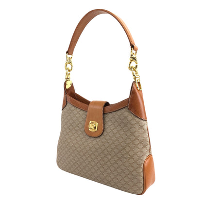 CELINE Macadam Blason Turn Lock Shoulder bag Hobobag Beige Vintage jniidp