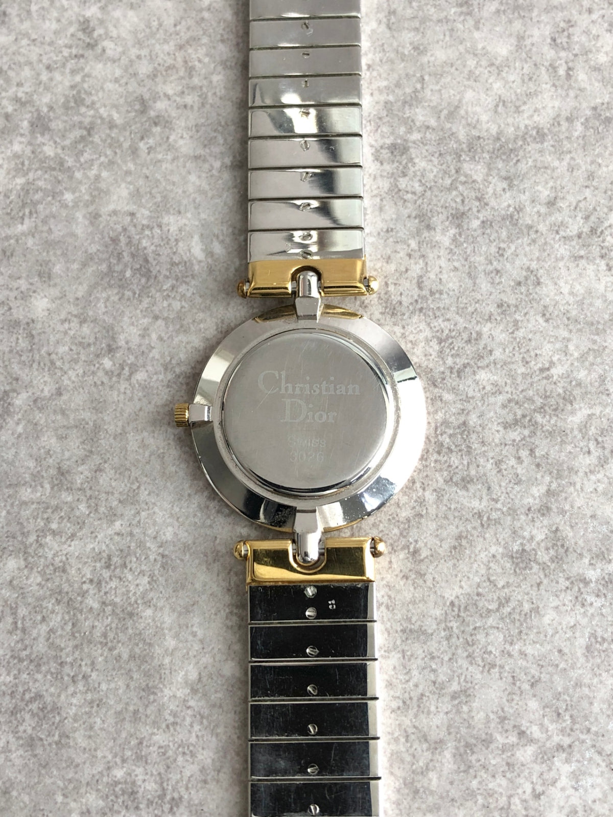 Christian Dior Logo Quartz Watch Silver×Gold 3026 Vintage 3ztkba