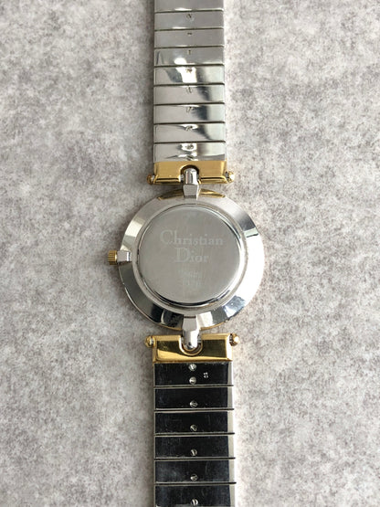 Christian Dior Logo Quartz Watch Silver×Gold 3026 Vintage 3ztkba