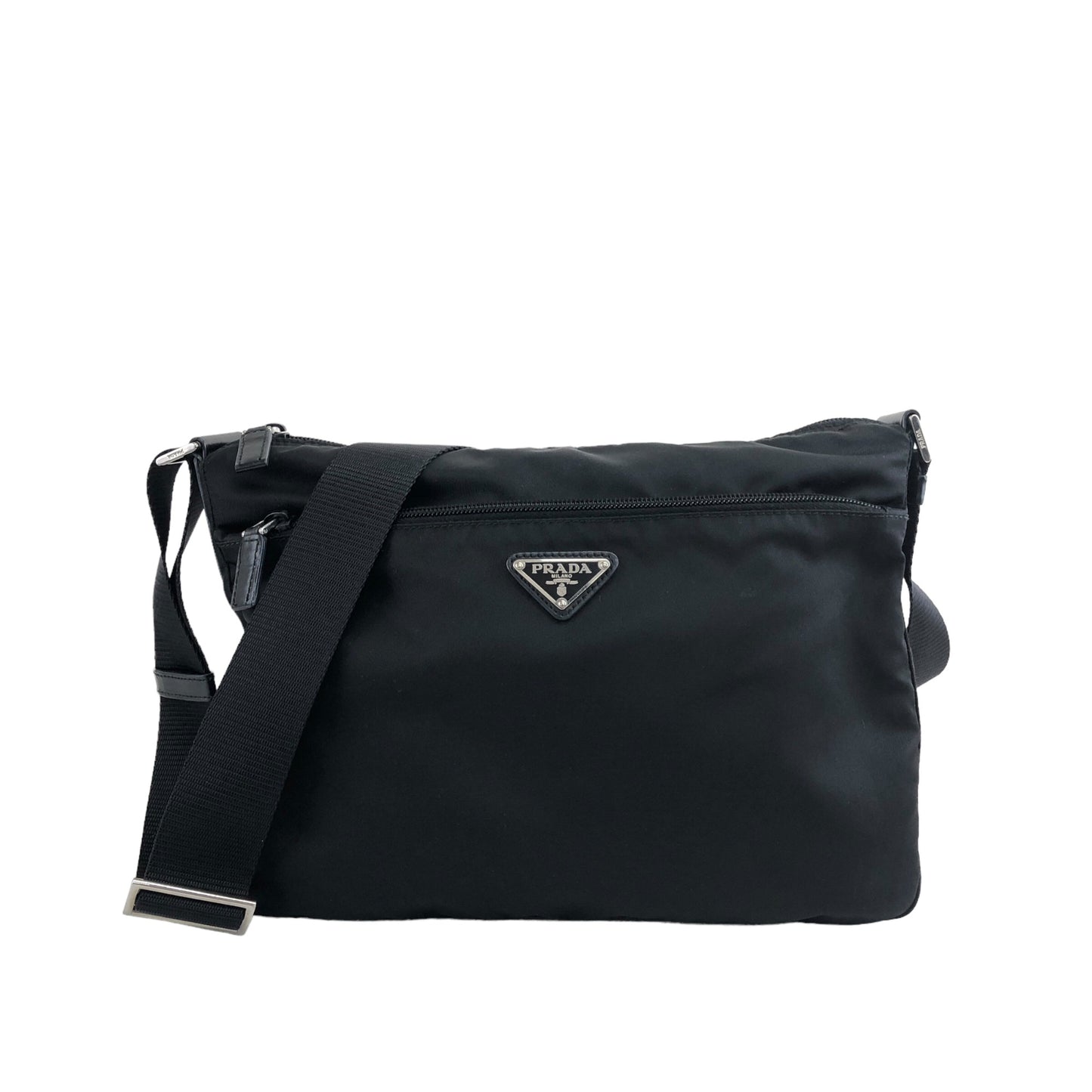 PRADA Triangle Logo Shoulder bag Black Vintage 5gvj2h