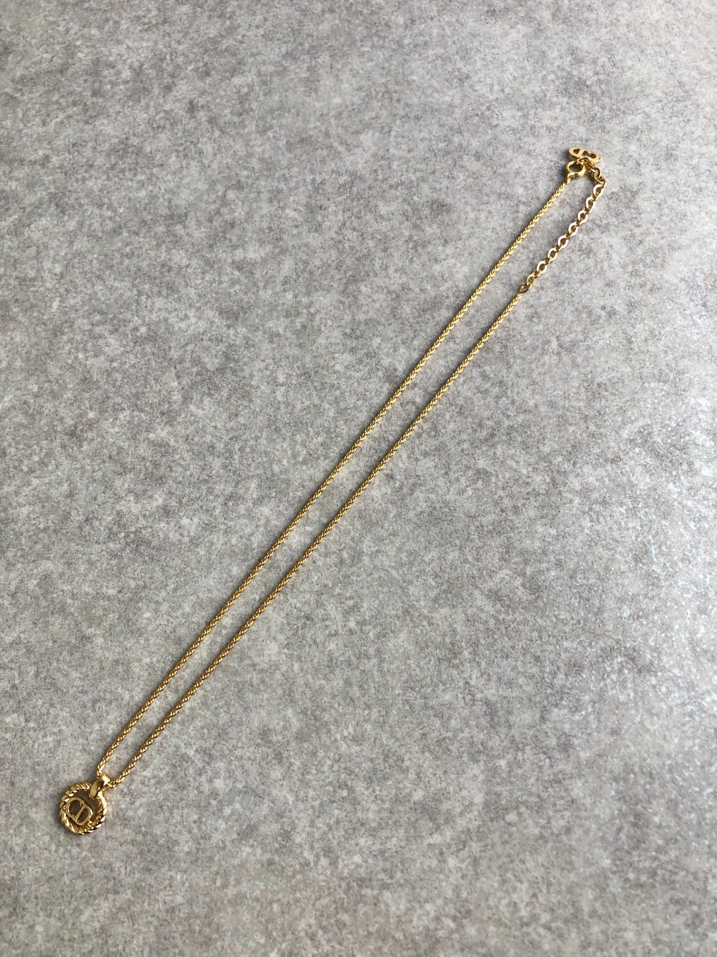 Christian Dior CD Logo Necklace Gold Vintage zb3px6