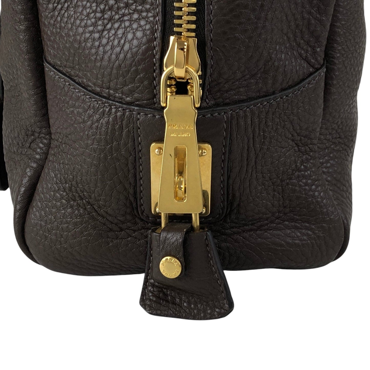 PRADA Logo Handbag Shoulder bag Brown Vintage wddeyg
