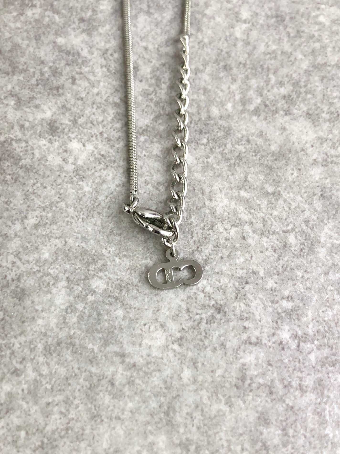Christian Dior CD Logo Heart Motif Necklace Silver Vintage 2f2nrz