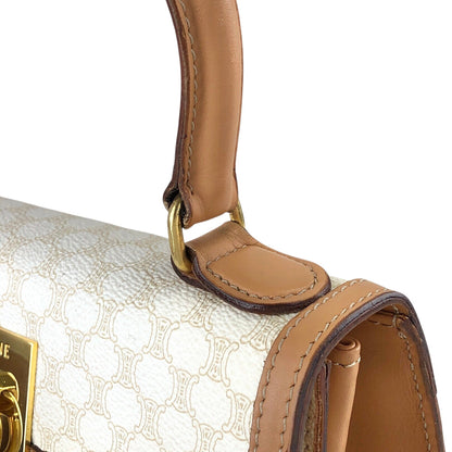 CELINE Macadam Gancini Two-way Top Handle Handbag Shoulder bag White Vintage 5gy5ms