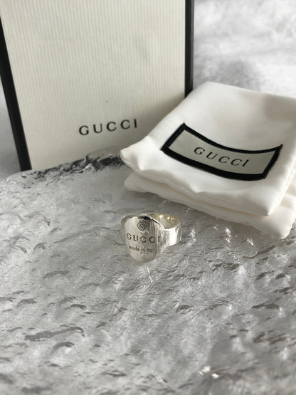 GUCCI Logo SILVER925 Ring Silver Vintage 5y3nia