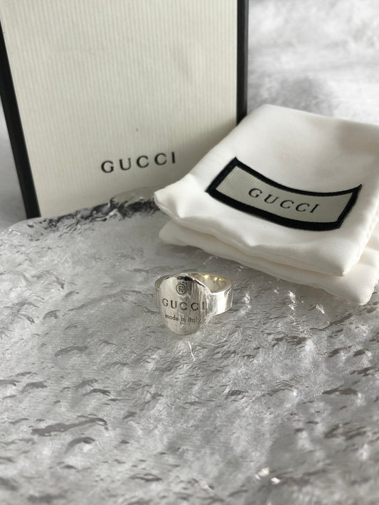 GUCCI Logo SILVER925 Ring Silver Vintage 5y3nia