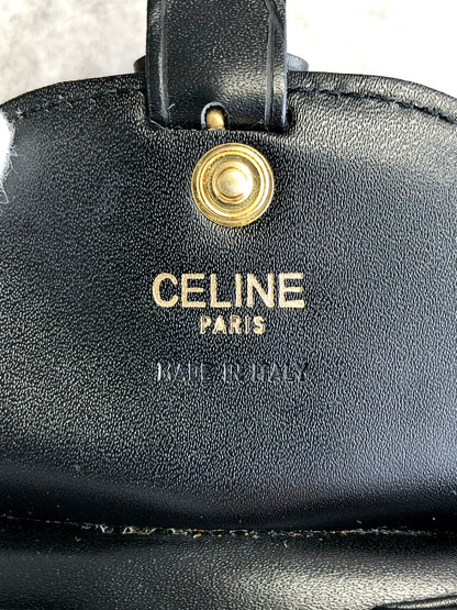 CELINE Front Buckle Coin Purse Black Vintage iygxf2