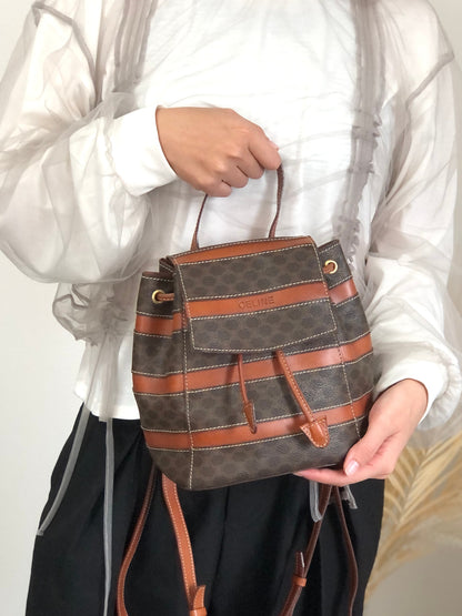 CELINE Macadam Logo Backpack Brown Vintage 32j7rc