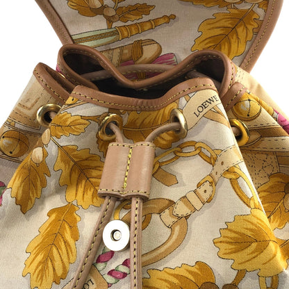 LOEWE Leaf Pattern Backpack Beige Vintage k7xjri