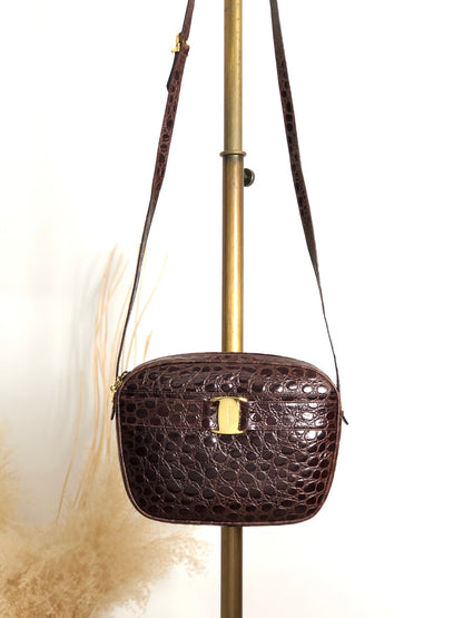 Salvatore Ferragamo Vala Ribbon Shoulder bag Brown Vintage xth3zu