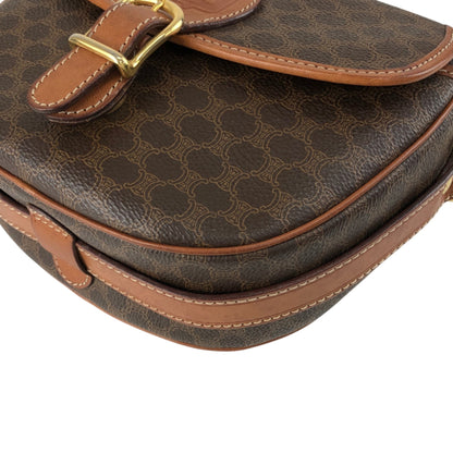CELINE Macadam Blason Front Buckle Shoulder bag Brown Vintage 6tcy32