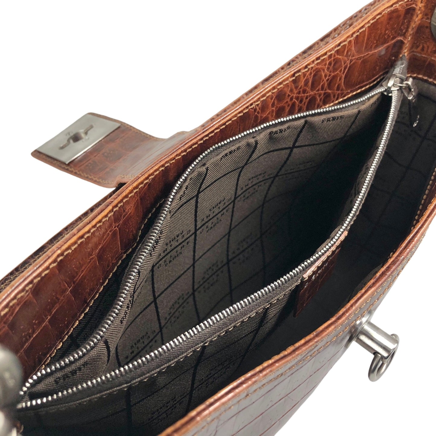 CELINE Gancini Shoulder bag Brown Vintage uh6ta4