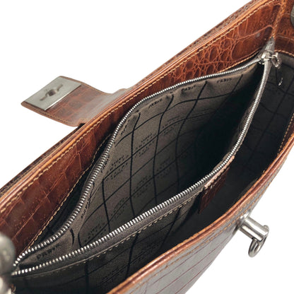 CELINE Gancini Shoulder bag Brown Vintage uh6ta4