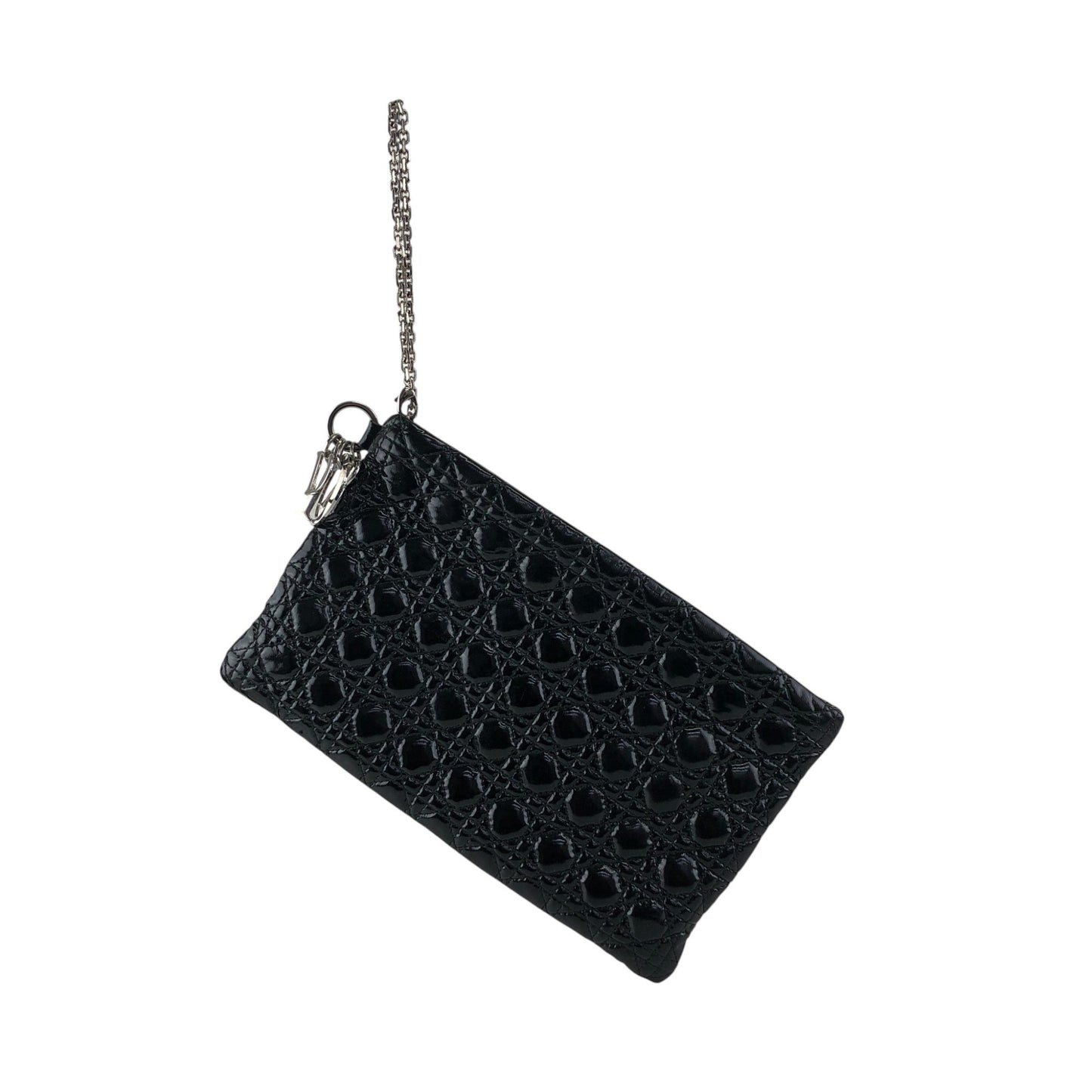 Christian Dior Cannage Logo Charm Handbag Black Vintage gk2smc