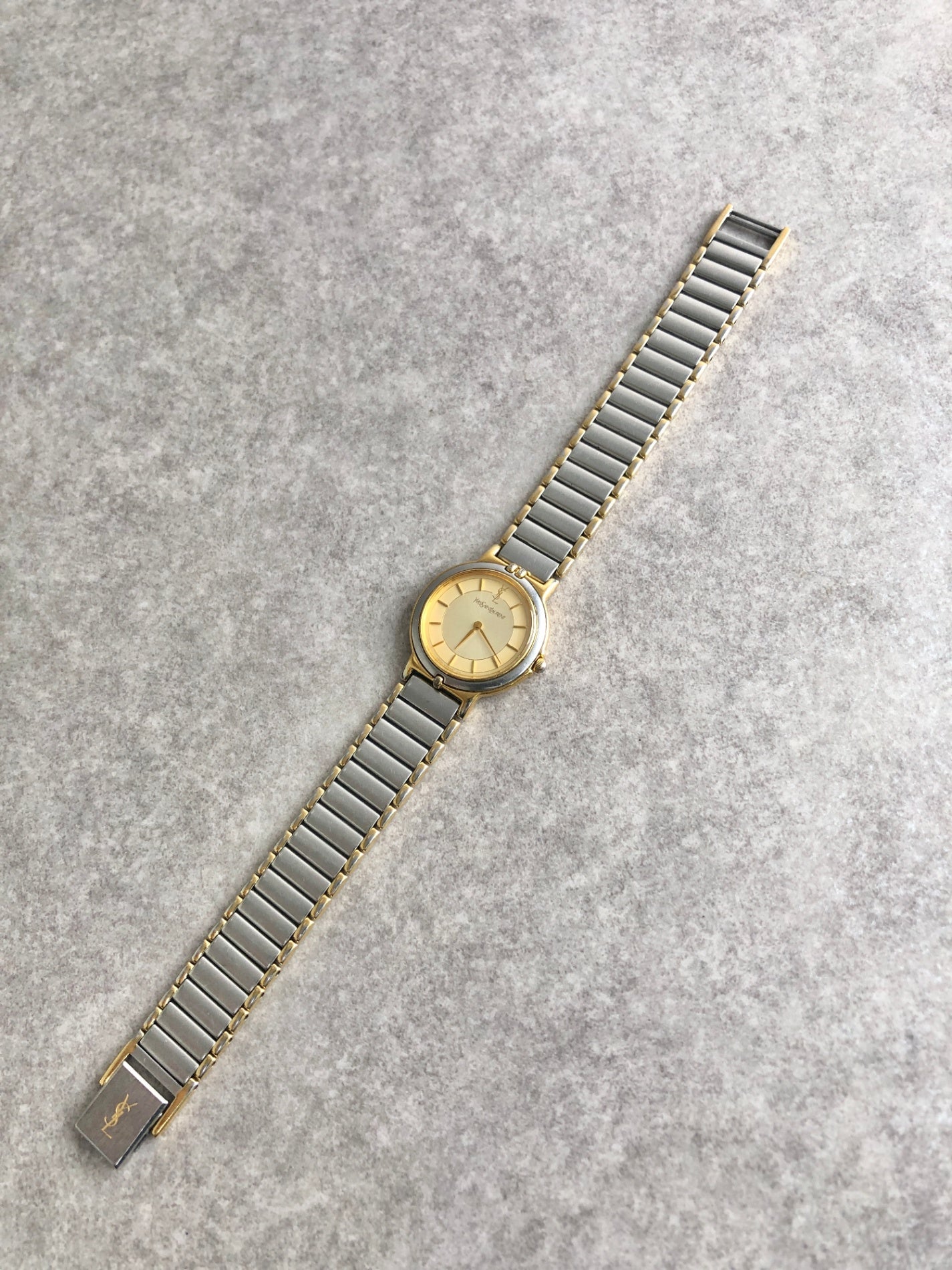 Yves Saint Laurent YSL Logo Watch Gold×Silver Vintage rurspi
