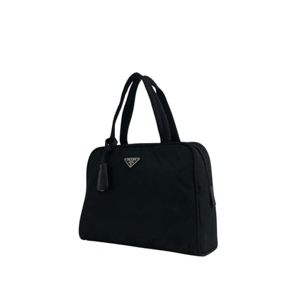 PRADA Tessuto Triangle Logo Padlock Handbag Black Vintage u7mkdg