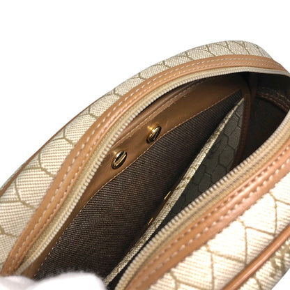 Christian Dior Honeycomb Pattern Round Shoulder bag Beige Vintage p7a3yt