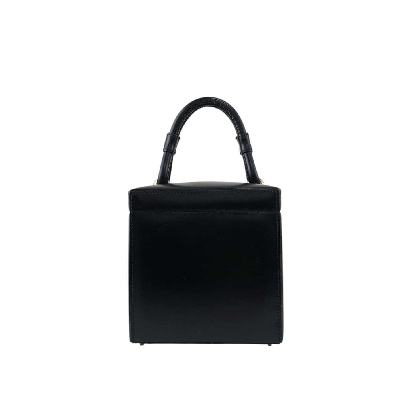 LOEWE Logo Front Lock Small Handbag Vanity bag Black Vintage ttbuhr