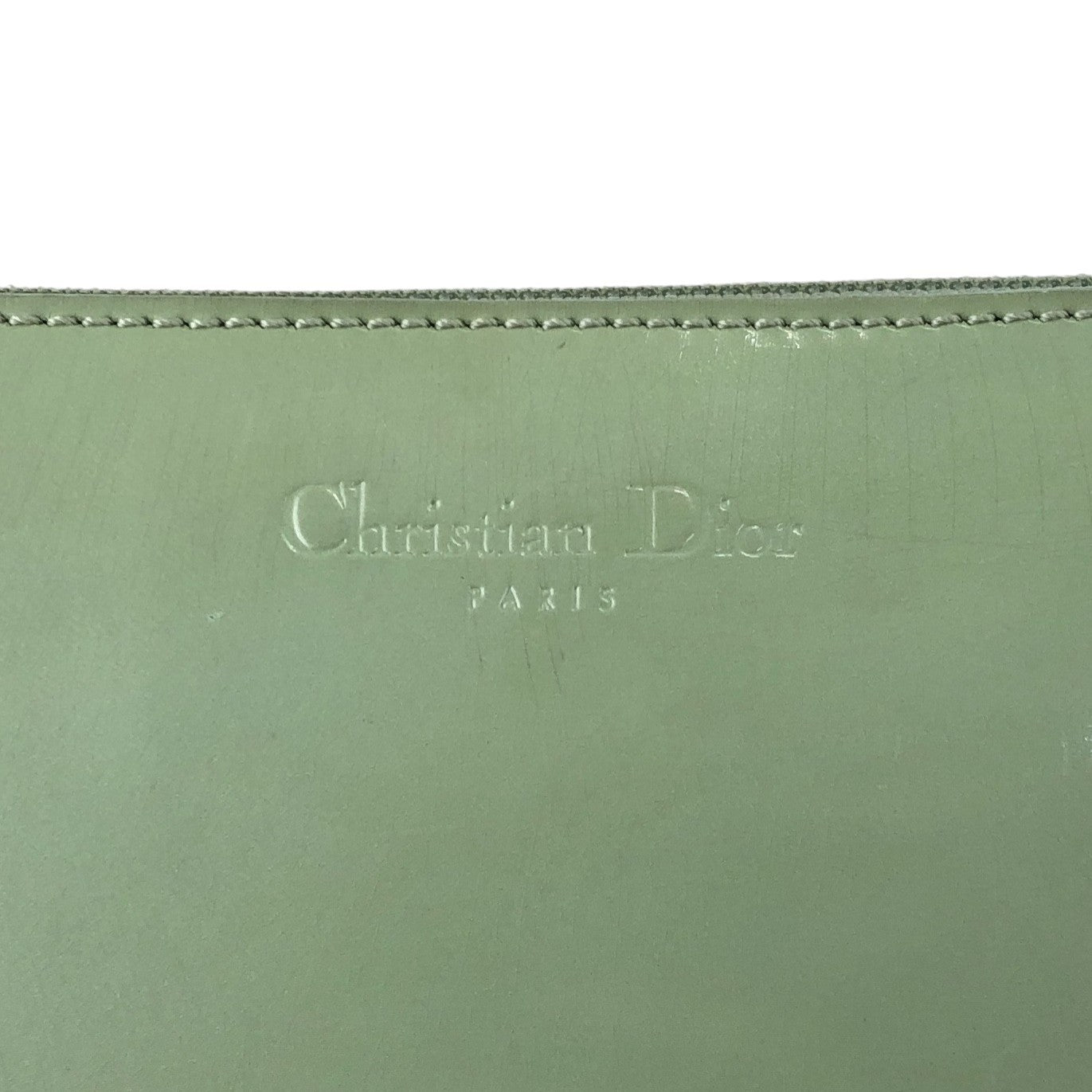 Christian Dior Logo Embossed Shoulder bag Green Vintage 7izpjd
