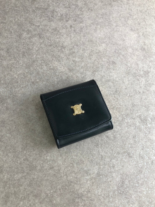 CELINE Triomphe Coin Purse Black Vintage 6fv42e
