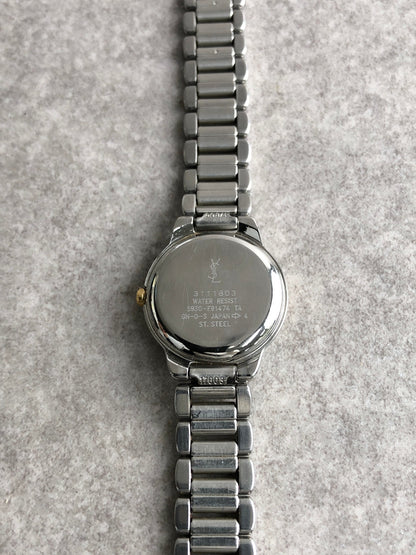 Yves Saint Laurent YSL Logo Quartz Watch Silver 5930-F91474 TA Vintage 2xuc88