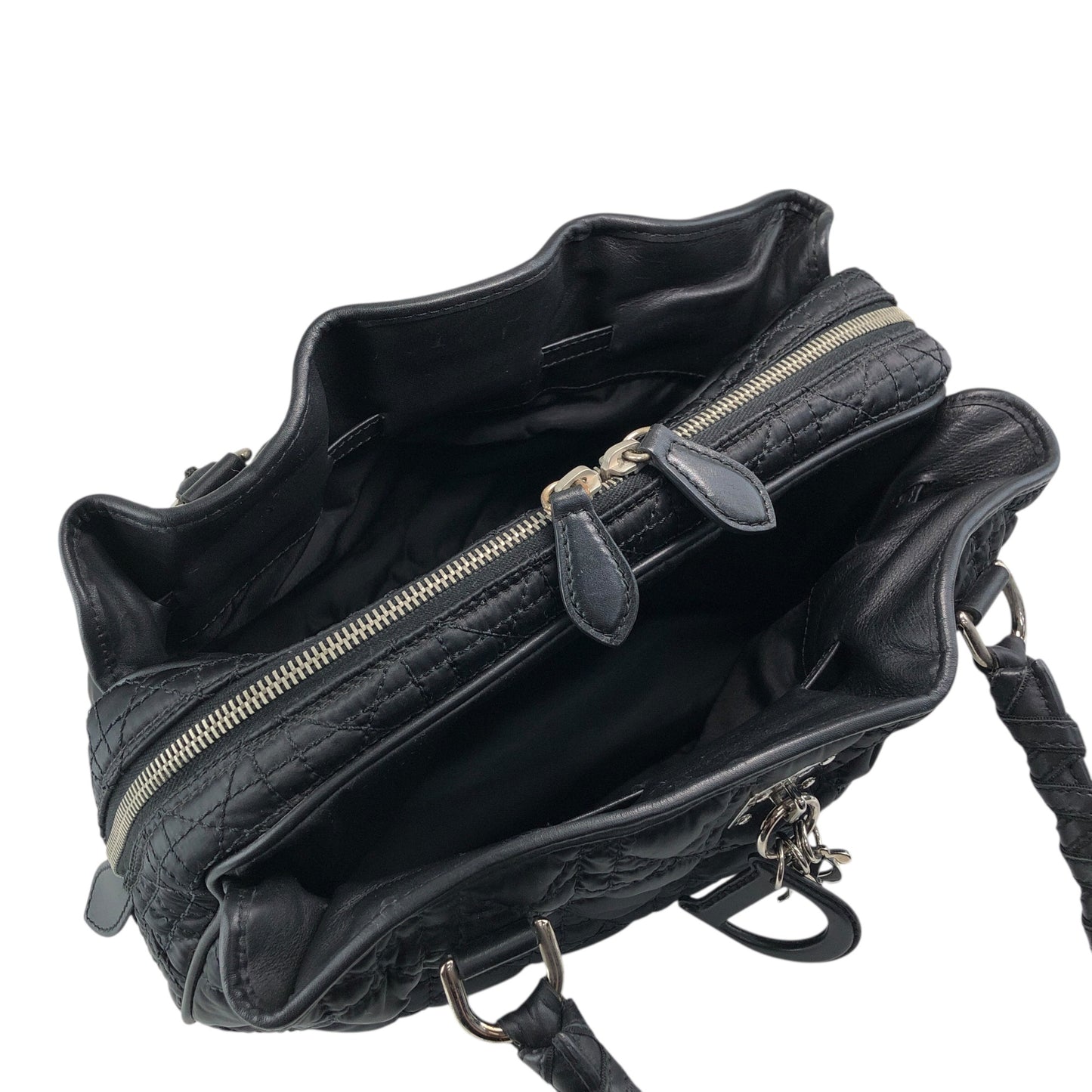 Christian Dior Cannage Charm Handbag Black Vintage sreacp