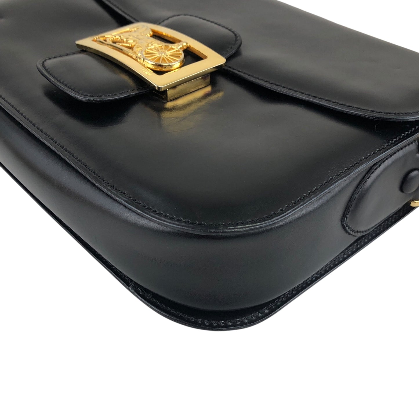 CELINE Horse Carriage Shoulder bag Black Vintage rfmfw6