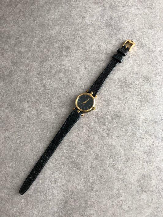 GUCCI Logo Watch Black×Gold Vintage 5b3ugy