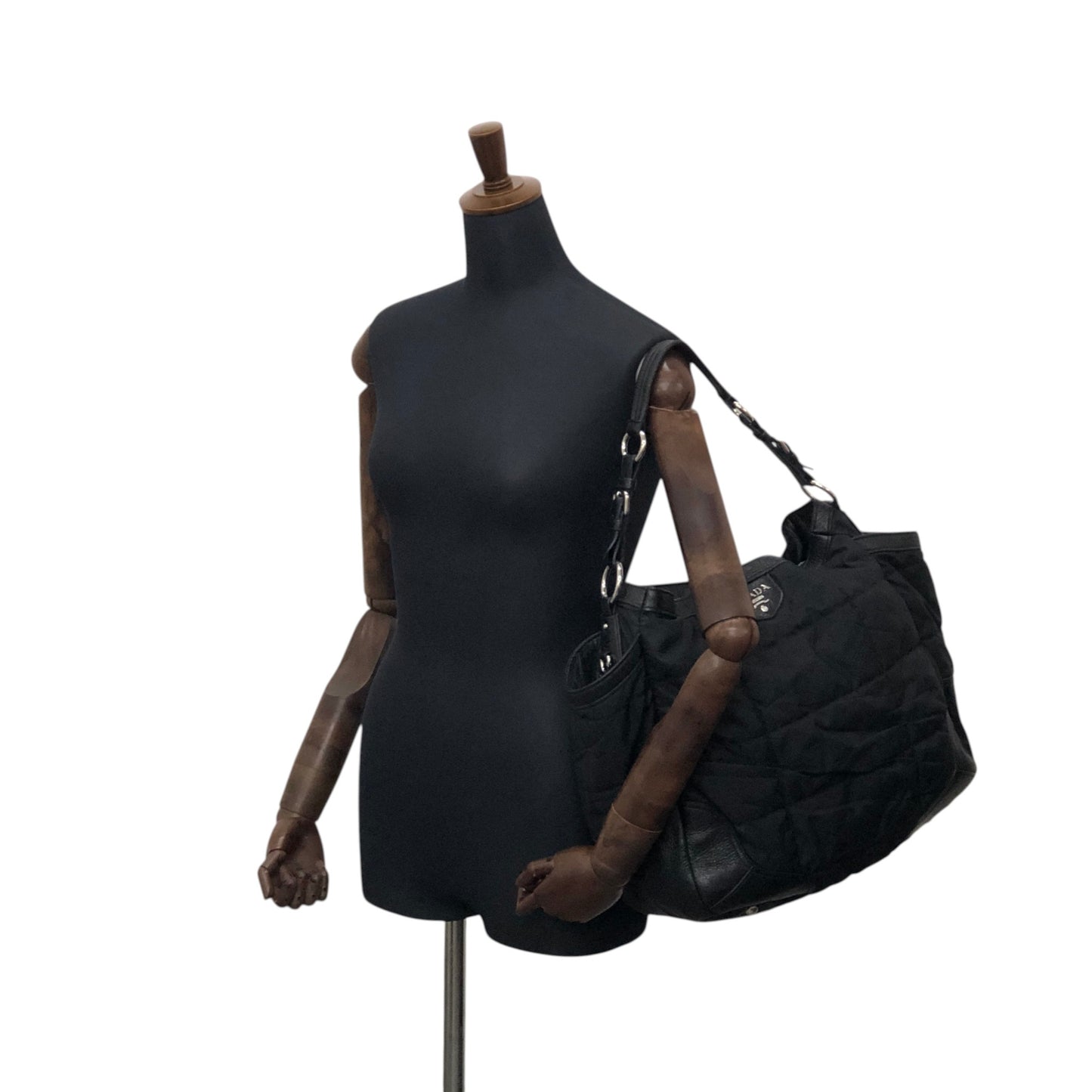 PRADA Logo Shoulder bag Totebag Black Vintage td4ahh