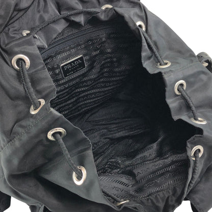 PRADA Tessuto Triangle Logo Double Pocket Backpack Black Vintage mehbr8