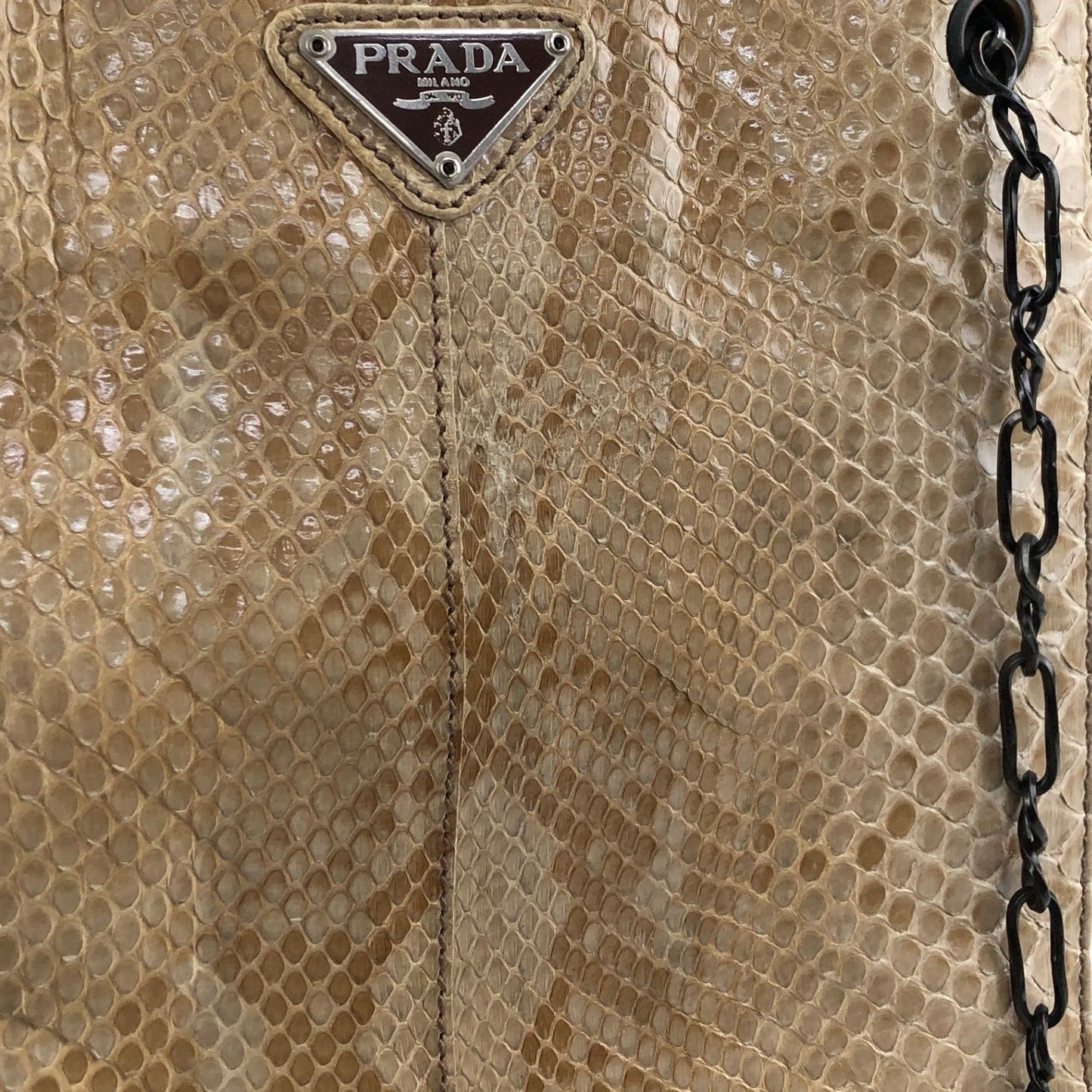 PRADA Triangle Logo Chain Shoulder bag Beige Vintage 6b4rwd
