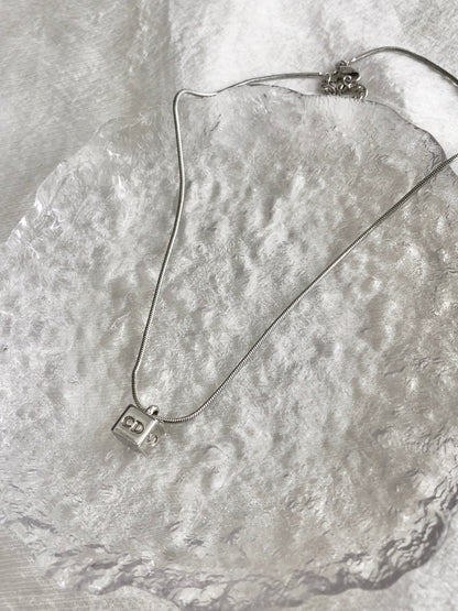 Christian Dior CD Logo Necklace Silver Vintage 78xusc