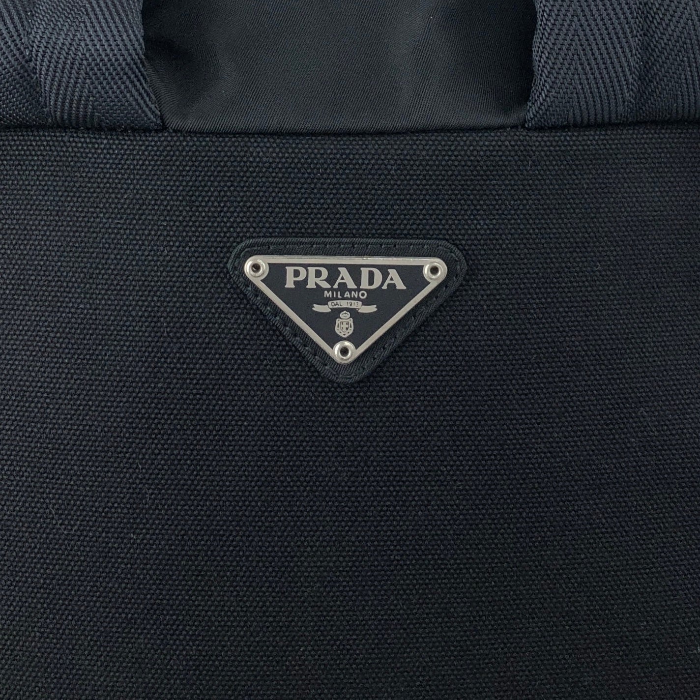 PRADA Tessuto Triangle Logo Front Buckle Backpack Black Vintage ynp78c