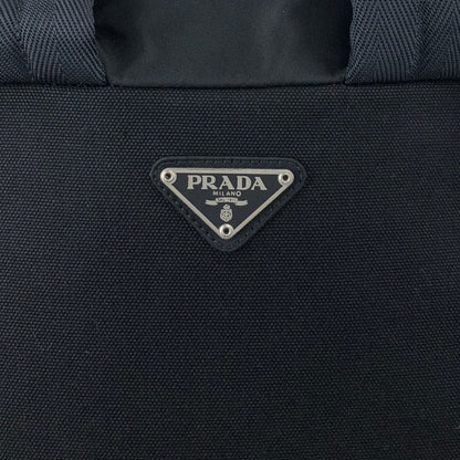PRADA Tessuto Triangle Logo Front Buckle Backpack Black Vintage ynp78c