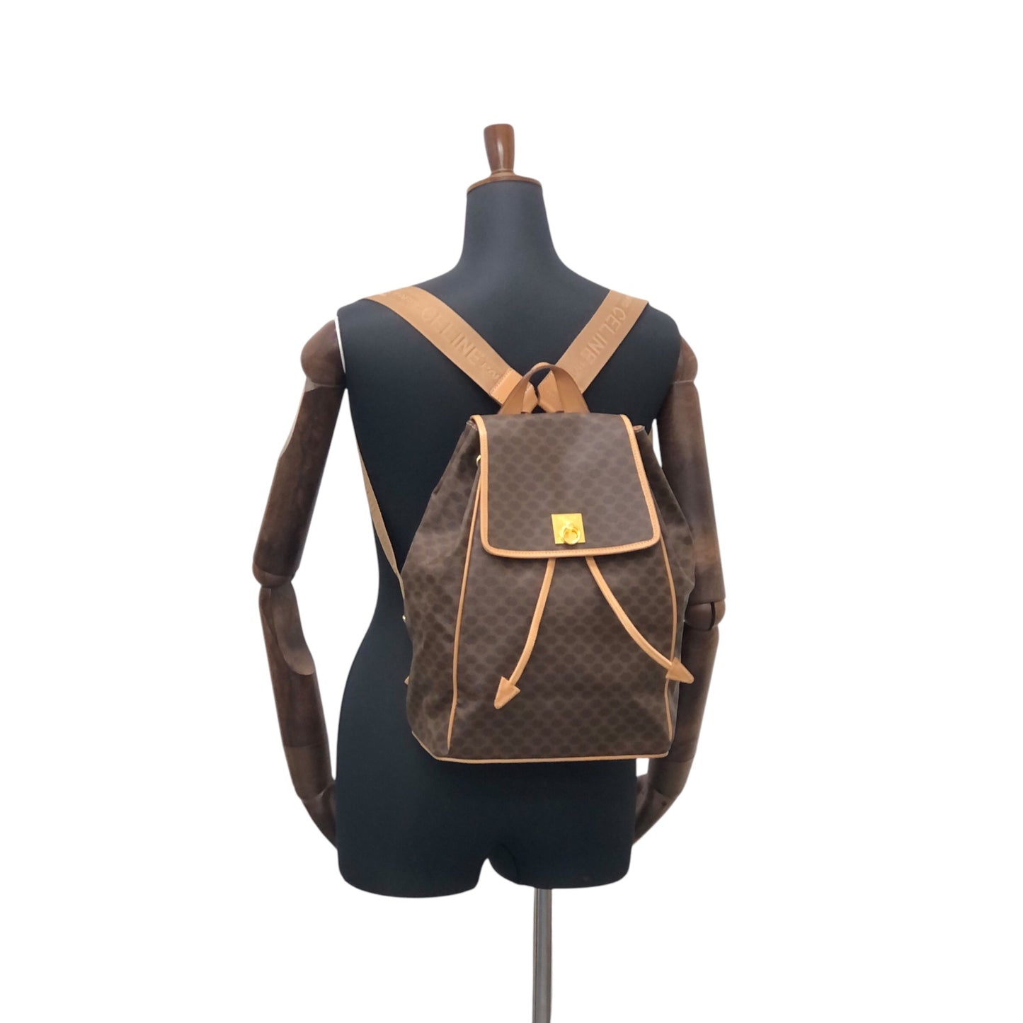 CELINE Macadam Gancini Backpack Brown Vintage x8u3v3