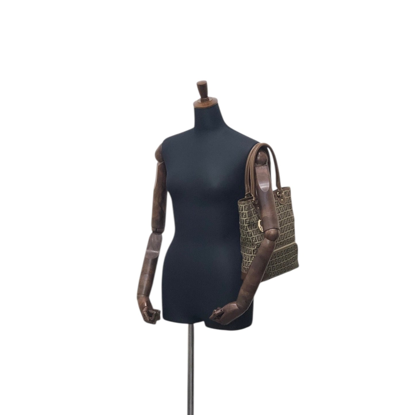 FENDI Zucchino Charm Handbag Brown Vintage 5ackrv