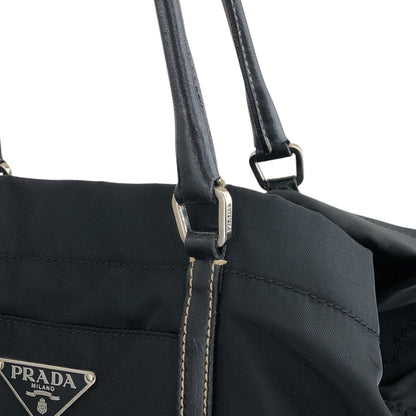 PRADA Tessuto Triangle Logo Totebag Black Vintage 7waabg