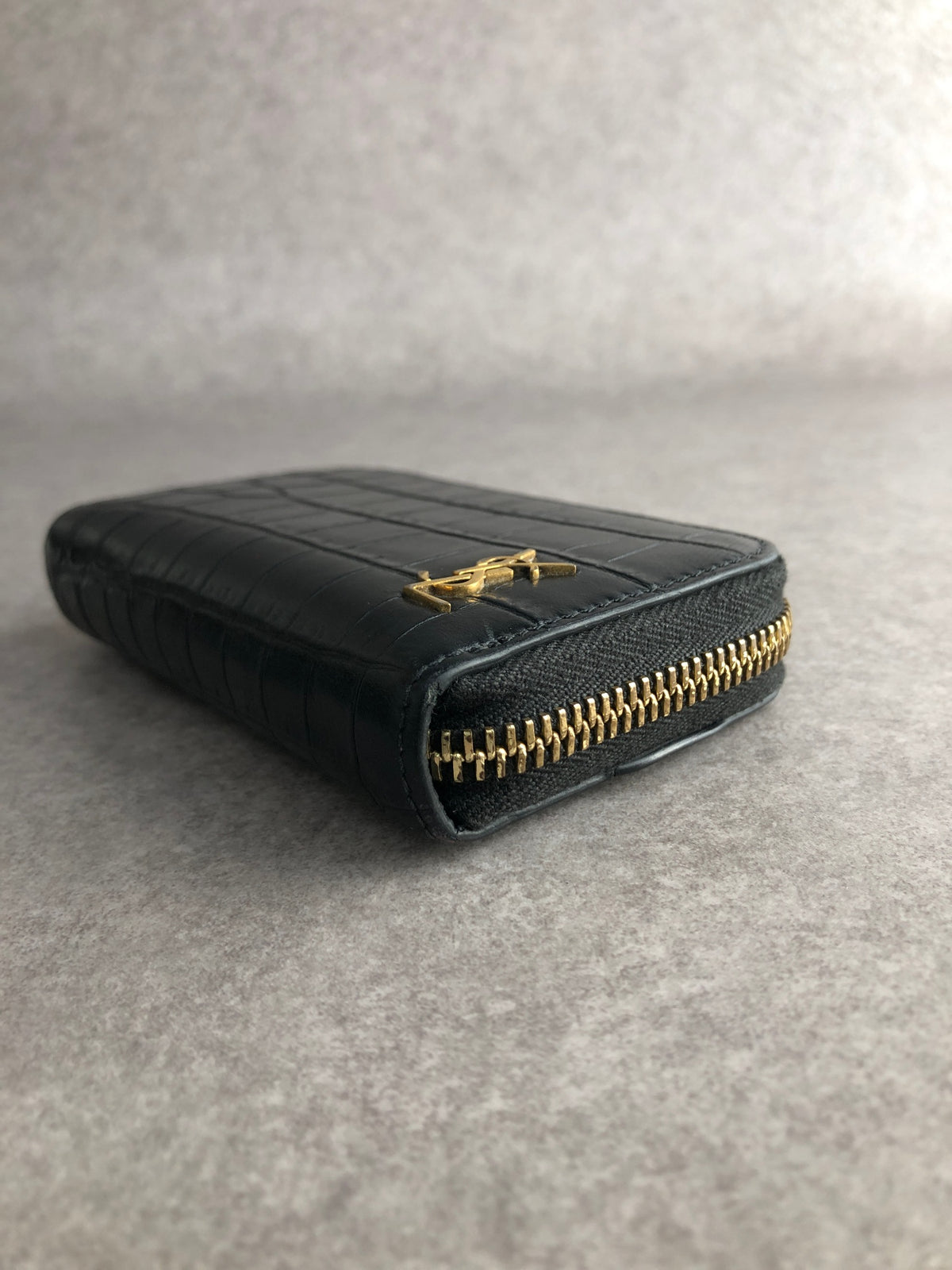 Yves Saint Laurent YSL Logo Coin Purse Black Vintage 3ra84p