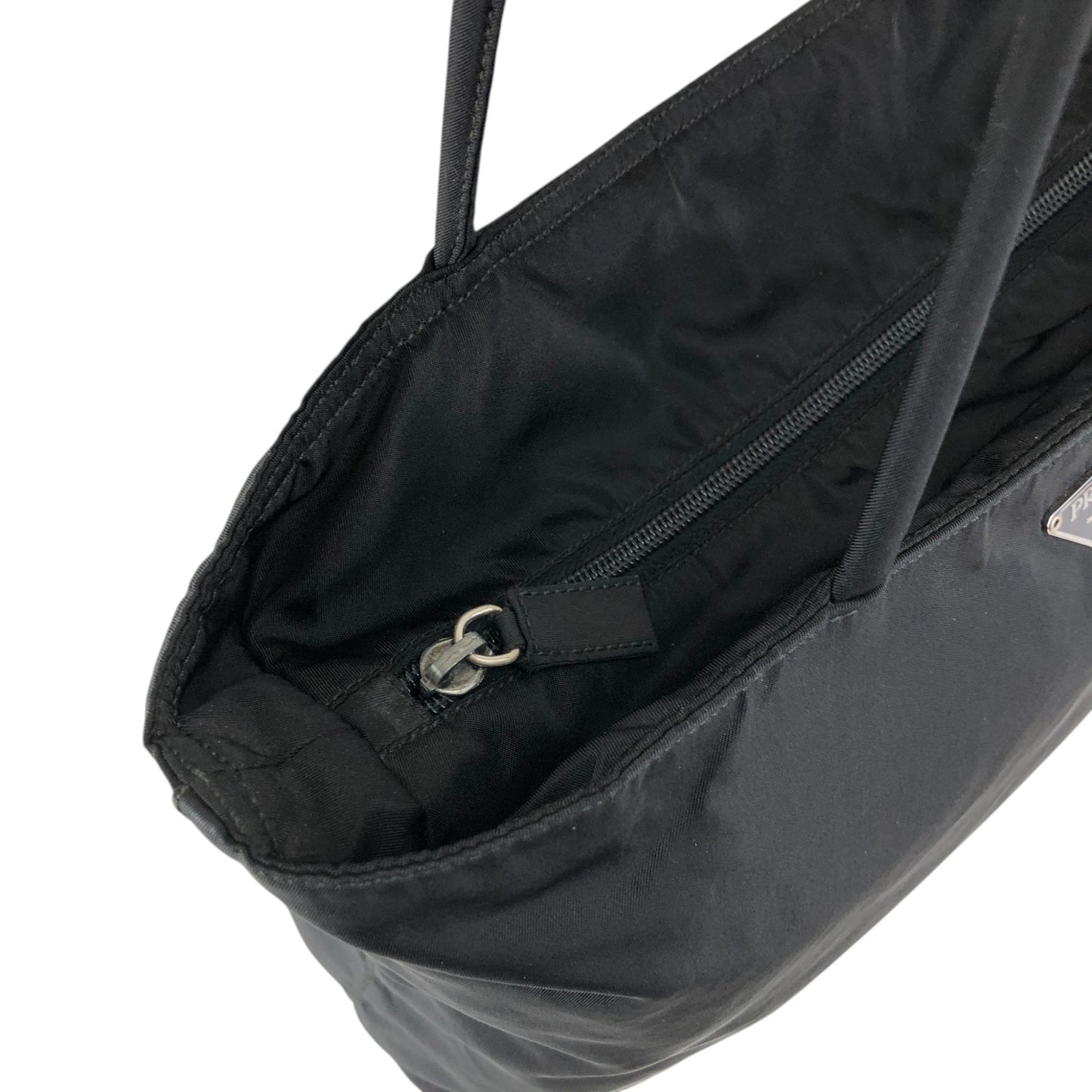 PRADA Tessuto Triangle Logo Handbag Totebag Black Vintage prni67