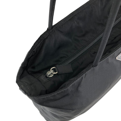 PRADA Tessuto Triangle Logo Handbag Totebag Black Vintage prni67