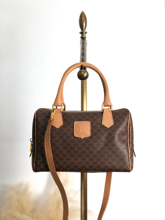 CELINE Macadam Blason Two-way Small Boston bag Shoulder bag Brown Vintage bxb7p7